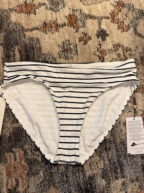 White & Black Stripe Bikini Bottoms